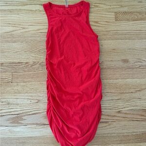 Beyond Yoga Featherweight Gather Mini Dress Ruched Red